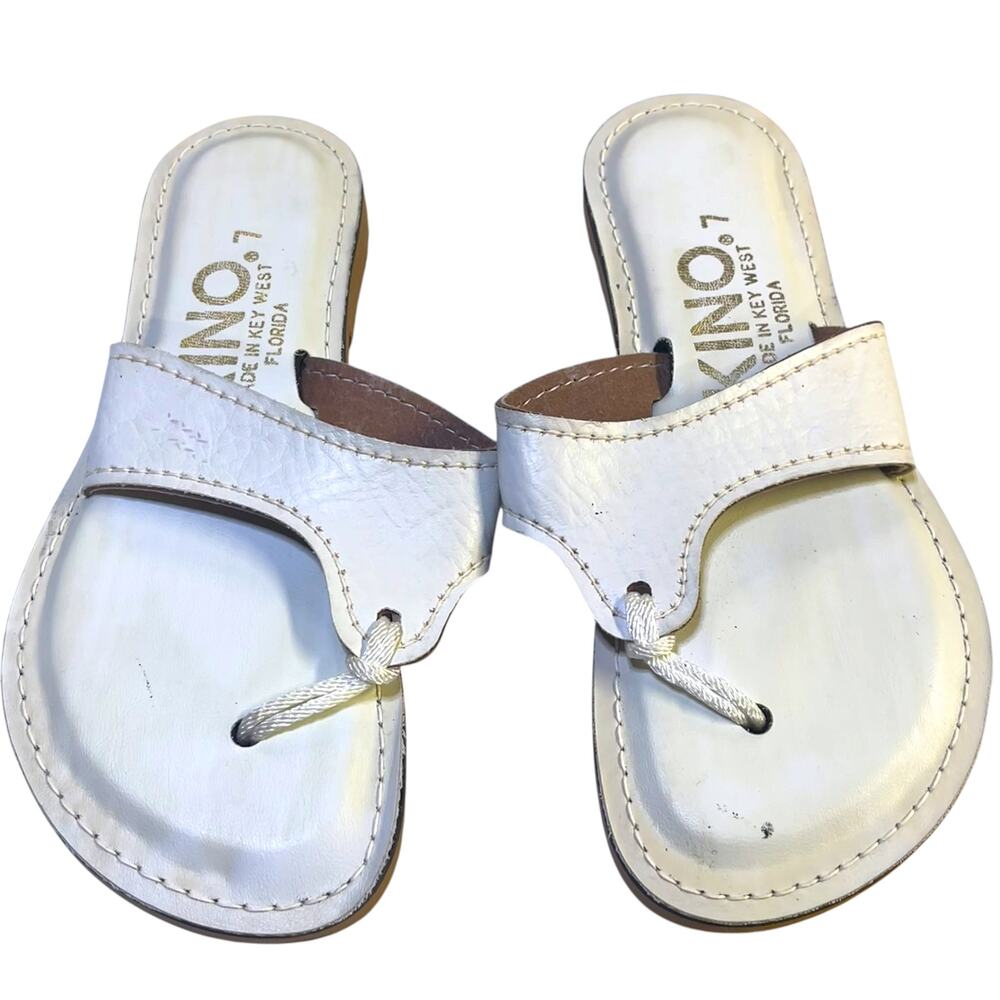 Kino Key West White Leather Thong Sandals Women’s Size 7 Florida NWOT